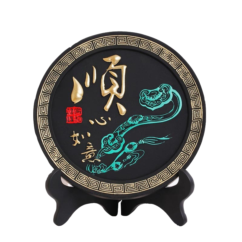 客厅玄关装饰工艺品中式炭雕摆设电视柜酒柜桌面小摆件礼品-顺心如意