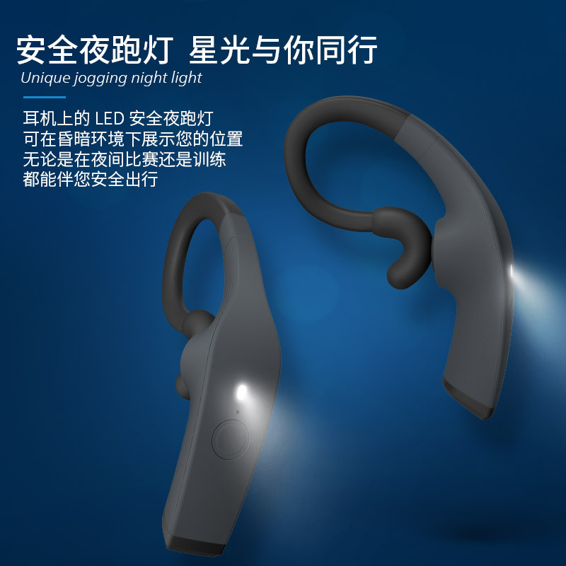 Philips/飞利浦TAA8606黑色 新型骨传导耳机无线蓝牙运动耳机挂耳式夜跑灯设计无线充电双麦克风降噪