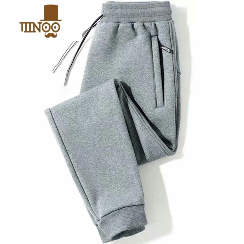 YANXU爸爸装中老年秋季休闲裤男运动裤宽松直筒工作长裤干活穿的薄款束脚裤男 XL115-130斤 罗口束脚裤浅灰口袋带拉链