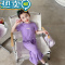 绿彩虹光两件套女宝宝网红衣服薄款女童短袖套装夏季儿童洋气时髦运动休闲