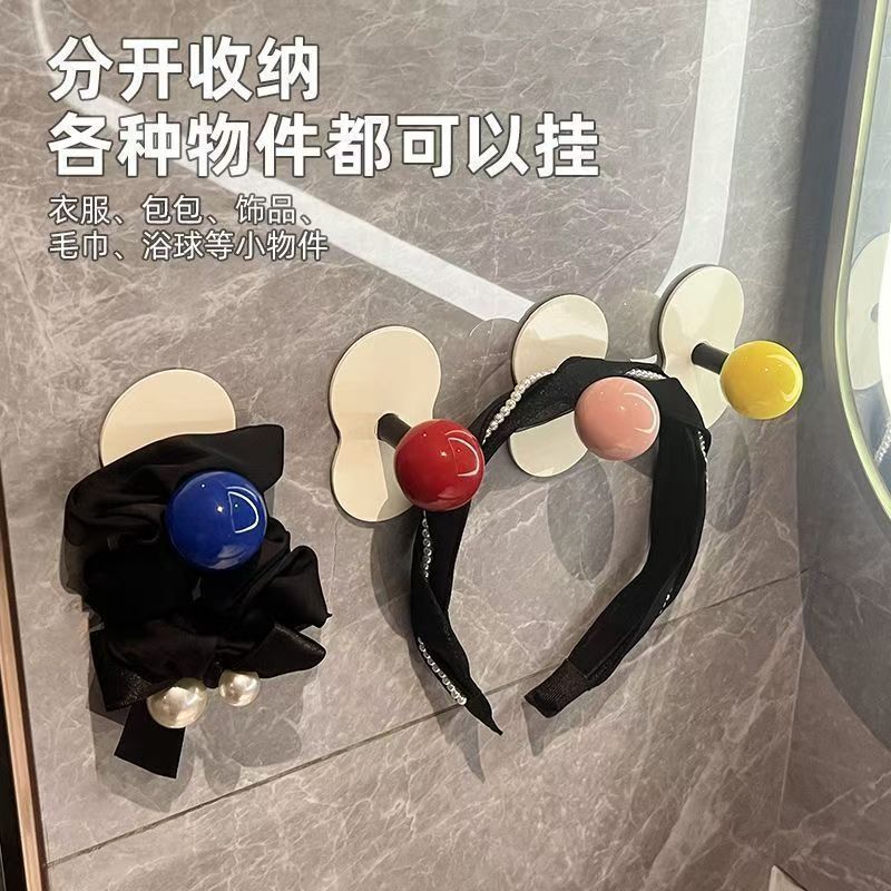 多巴胺ins风发箍发圈浴室收纳架子免打孔头绳发饰皮筋挂钩高清大图