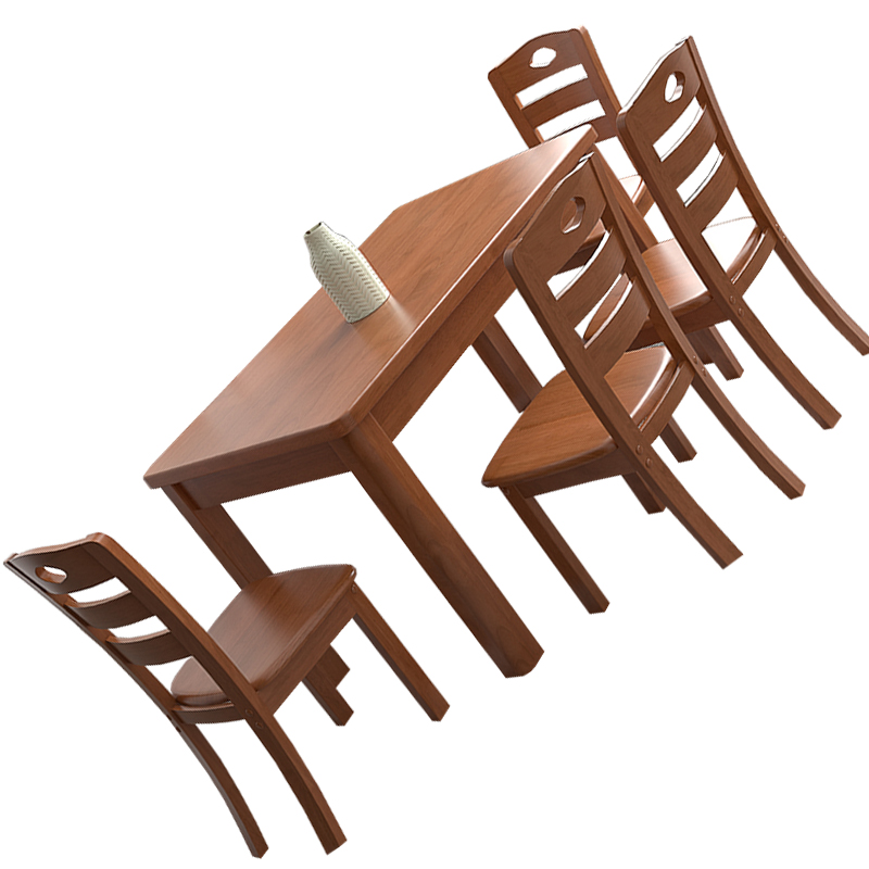 汐餐桌椅海棠色一桌四椅套高清大图