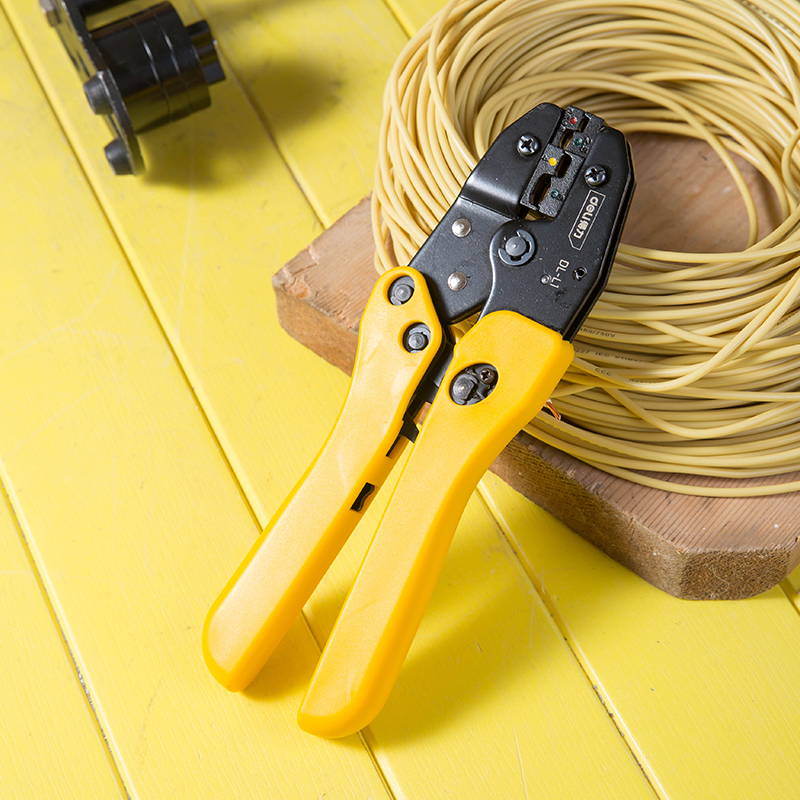 得力deli压线钳绝缘接线冷压钳多功能棘轮式端子压接钳冷压裸端子钳