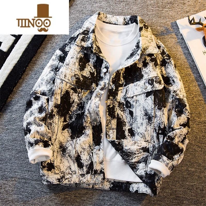 YANXU潮牌牛仔外套男士宽松休闲痞帅工装夹克男款2023新款上衣服图片