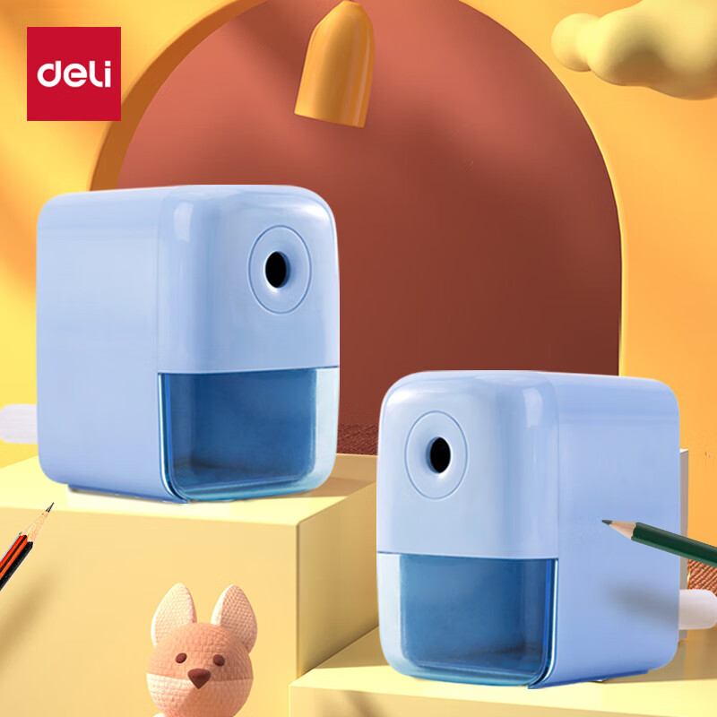 得力71158卷笔刀削笔机学生可自动进笔/铅笔削笔器/削笔刀/转笔刀自动进铅手摇多功能美术刨笔机简约卡通高清大图