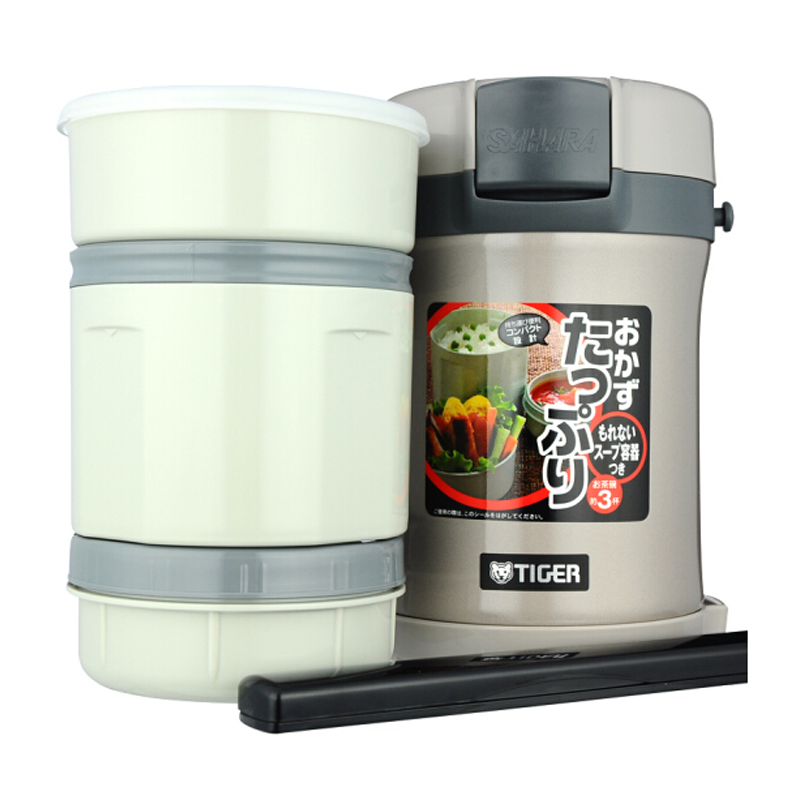 虎牌(tiger)便当盒不锈钢保温饭盒真空隔热多层保鲜盒 LWU-A17C 1.7L 哈尔滨政企平台自操作