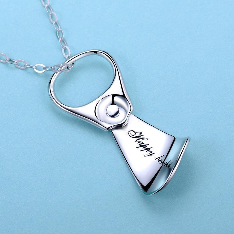 阡陌 990足银定制易拉环坠情侣项链定做男女创意个性名字刻字生日礼物