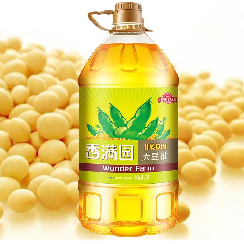 香满园一级大豆油5L大桶装非转基因家用餐饮专用油食用植物油粮油 香满园
