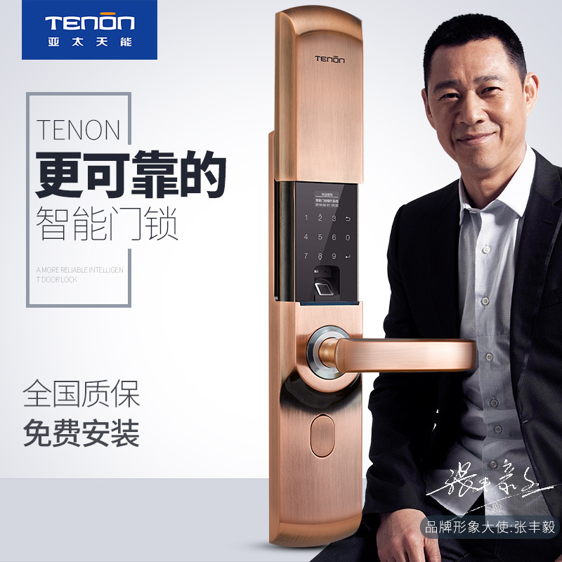 亚太天能(TENON)智能指纹锁 锌合金家用指纹密码锁电子门锁 T5 青古铜