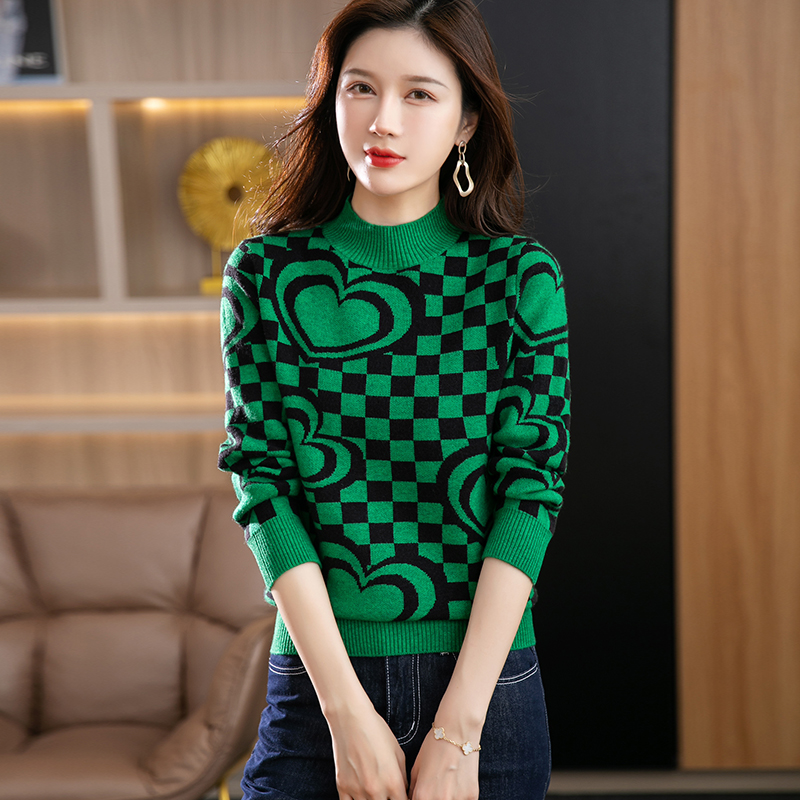 2024春秋新款山羊绒衫女针织衫打底衫毛衣圆领羊毛衫女修身短款毛衣女长袖简约绣花修身半高领毛针织衫女多款高清大图