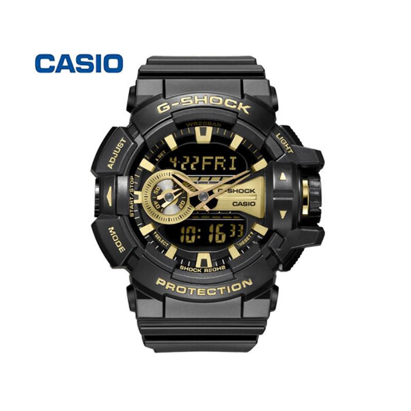卡西欧(CASIO)手表 G-SHOCK系列多功能运动防水防震双显男士电子表 GA-400GB-1A9防水深度200m