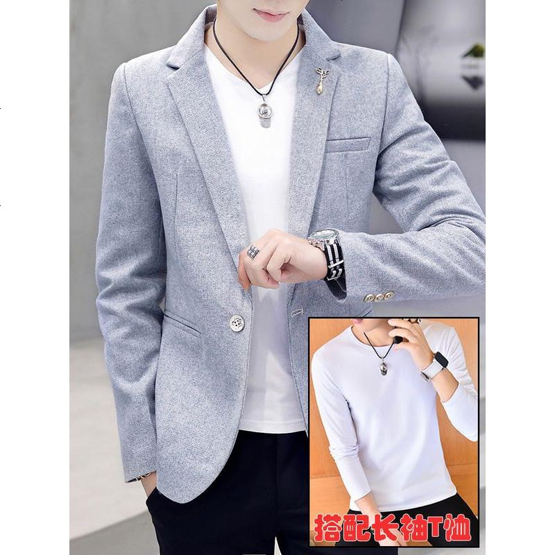 小西装男韩版潮流上衣修身帅气春秋男士西服套装英伦休闲男装外套