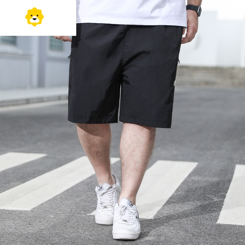 fishbasket季大码运动男士裤子休闲弹力纯色短裤加肥胖哥速干大裤衩
