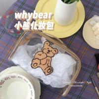 莉莉安米奇化妆包便携外出随身大容量韩版卡通手拿防水可爱收纳袋 小熊透明化妆包