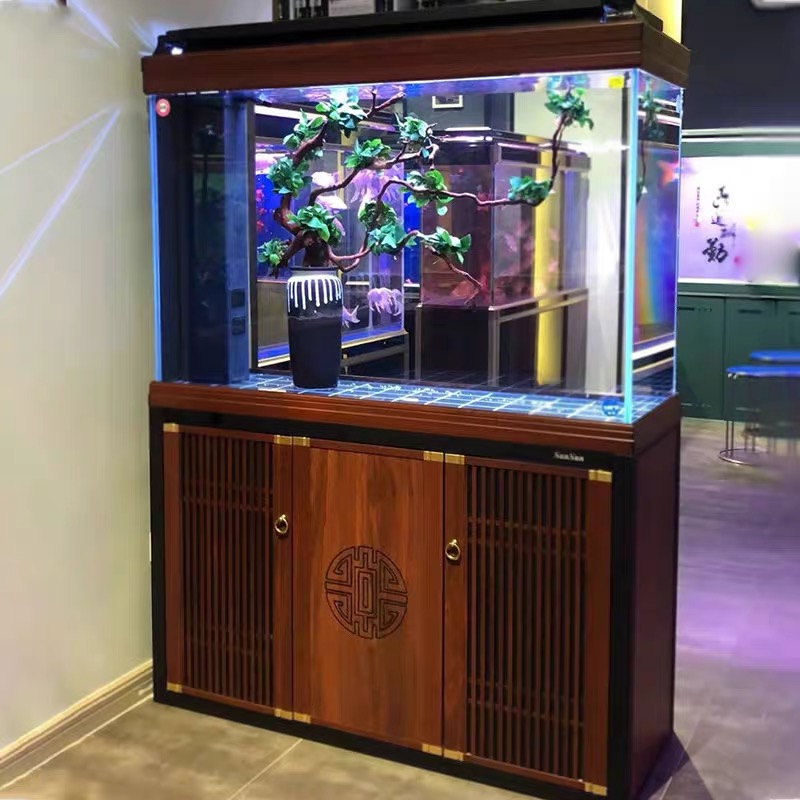 超白玻璃大鱼缸底过滤龙鱼缸生态客厅水族箱免换水金鱼缸高清大图