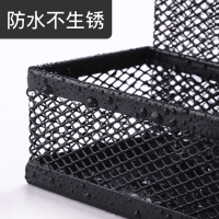新时达笔筒金属镂空笔筒办公室收纳摆件女ins北欧个性简约无印风学生圆形大容量桌面方形多功能黑色笔盒