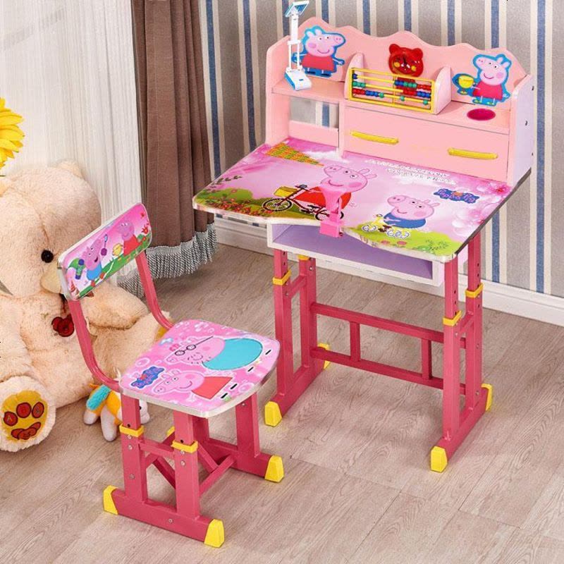 极点儿童书桌儿童学习桌学生写字桌椅套装小孩课桌椅组合男孩女孩 X2粉[桌面可倾斜调节]图片