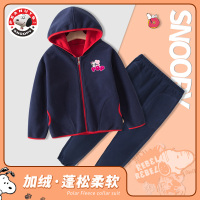 史努比(SNOOPY)女童摇粒绒连帽套装新款女童连帽套装新款中大童套装潮RSN101TZB2