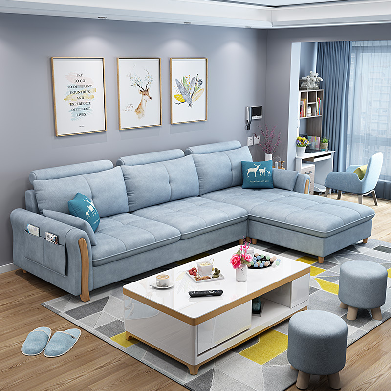 北欧小户型闪电客布艺沙发组合家具套装现代简约免洗科技布沙发客厅整