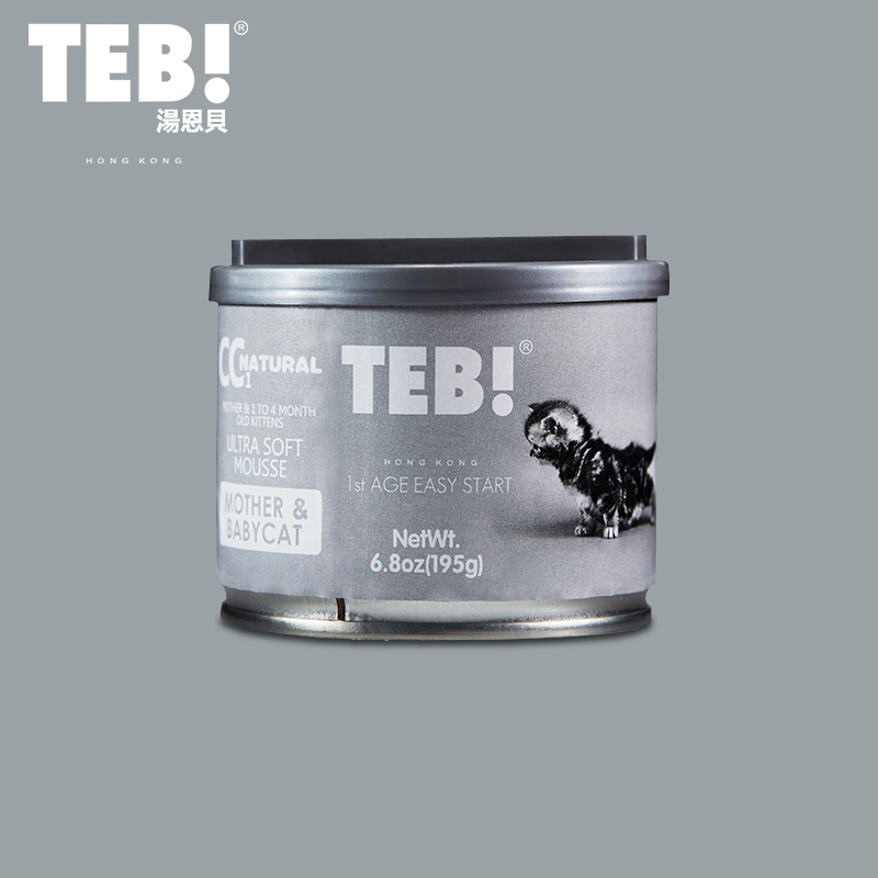 湯恩貝(TEB!)汤恩贝CC系列猫奶糕幼猫罐头母猫孕猫营养慕斯奶昔195g猫咪零食猫狗罐头猫零食*4罐 CC1生命营养补充奶糕罐