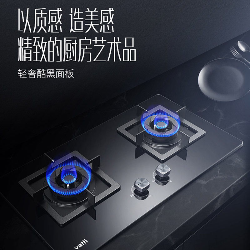 华帝(vatti)4.3kW燃气灶液化气灶具台式灶双眼灶厨房家用台嵌两用钢化玻璃童锁JZY-i10055B