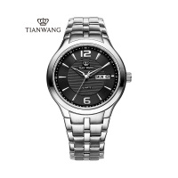 天王表休闲简约男士手表钢带石英表双日历防水3626