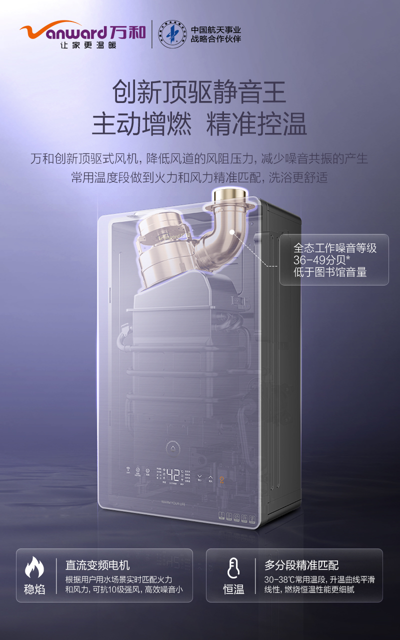 万和(Vanward) 20升/分钟触控恒温零冷水防冻燃气热水器 JSQ37-20YL4 钢化玻璃面板强排式二级能效高清大图