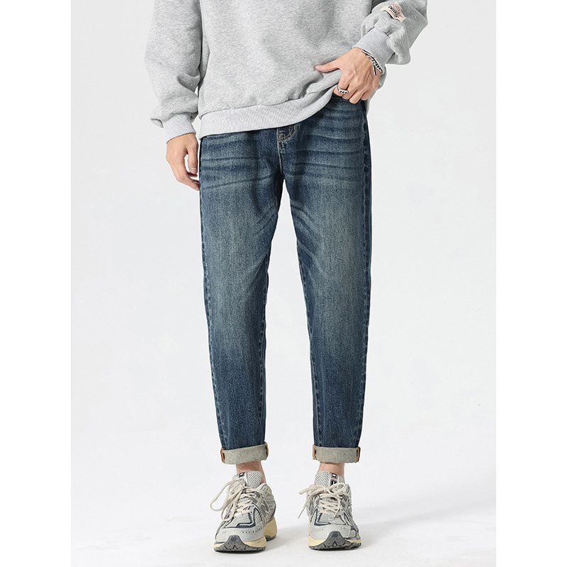 港风宽松男士牛仔哈伦裤秋冬时尚靓仔时髦帅气百搭锥形裤休闲