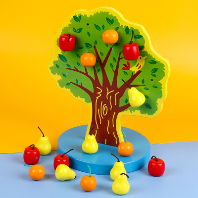 快乐果园磁性摘水果宝宝磁性树蒙台蒙特梭利蒙氏早教益智玩具精细动作