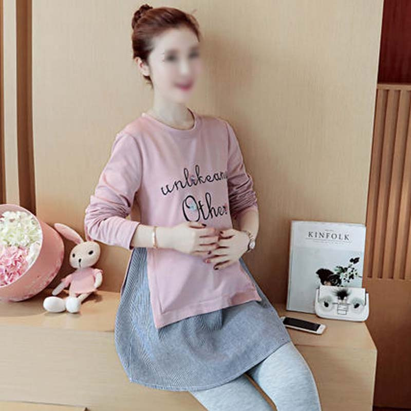 孕妇春装打底衫t恤早春秋款宽松上衣春款裙通用简约清新孕产妇服饰孕妇长袖上衣