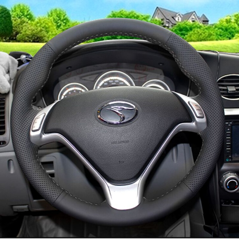 真皮手缝方向盘套适用于东南v3菱悦v3内饰改装全包四季通用