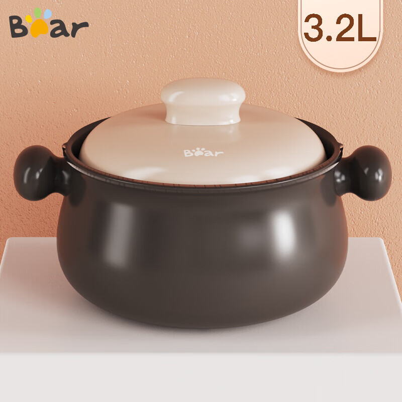 小熊(Bear)砂锅煲汤沙锅陶瓷锅 煲仔饭 砂锅陶瓷汤锅瓦煲沙煲 3.2L CP-G0047