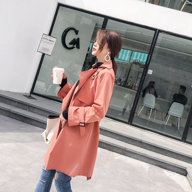 无畏衣衣2020新品宽松休闲秋装矮个子女士chic风衣外套纯色绑带小个子中长款大衣
