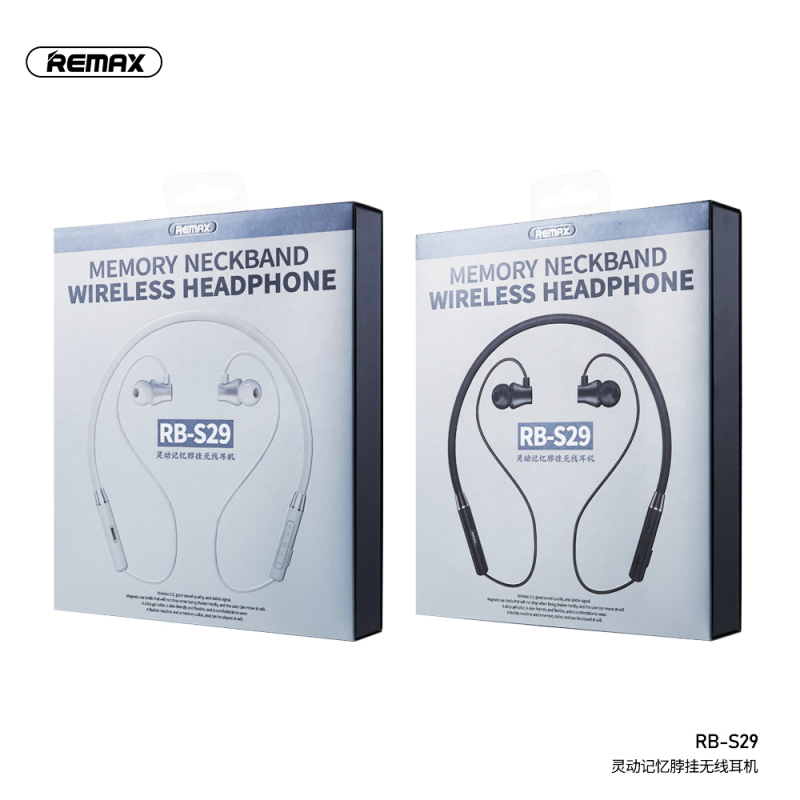REMAX睿量RB-s29无线蓝牙高音质耳机颈挂脖式运动型跑步入耳头戴超长待机小米vivo华为苹果通用骨传导双耳麦-黑色