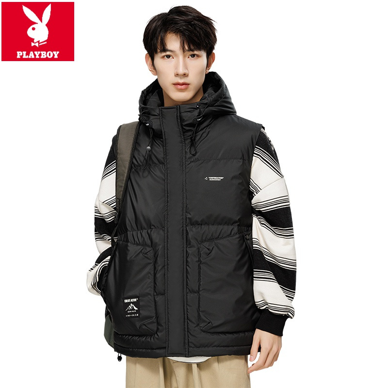 花花公子 a13- 2023冬季新款羽绒马甲男休闲夹克无袖外套