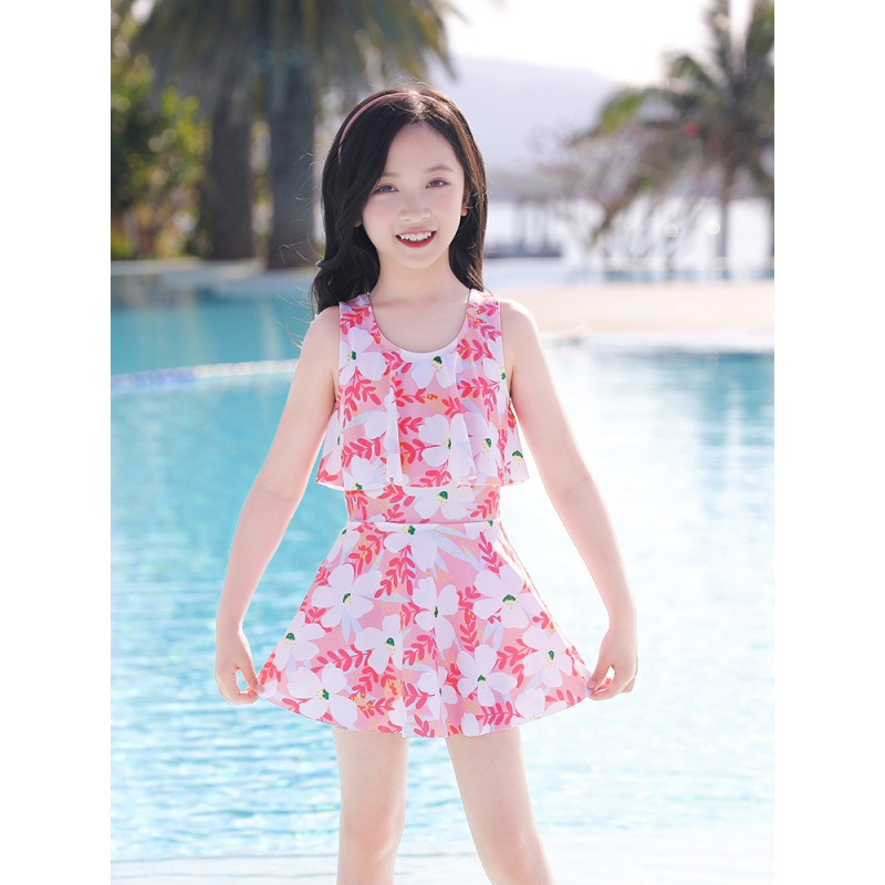 儿童泳衣女童连体2022新款女孩中大童公主裙洋气宝宝可爱游泳装备