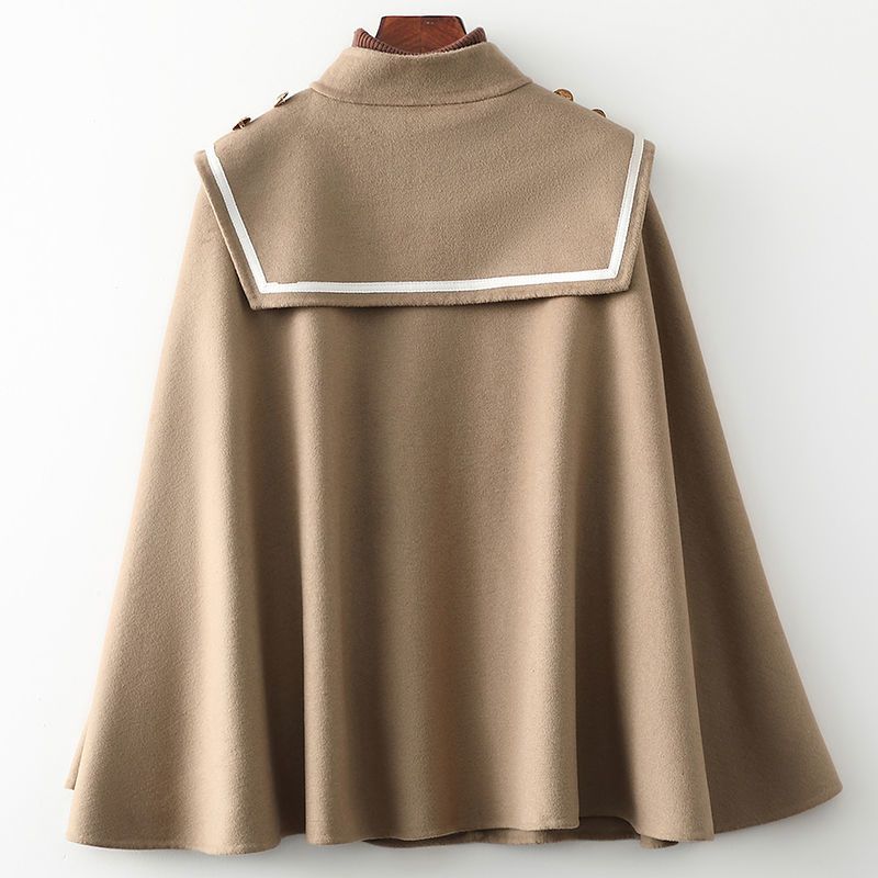 羊毛双面毛呢外套女春秋新款斗篷名媛穿搭披风大衣