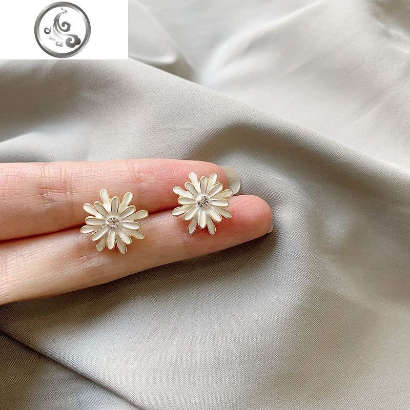 韩国纯银耳钉女气质百搭超仙网红小雏菊花朵耳环2019新款潮耳饰 JiMi图片