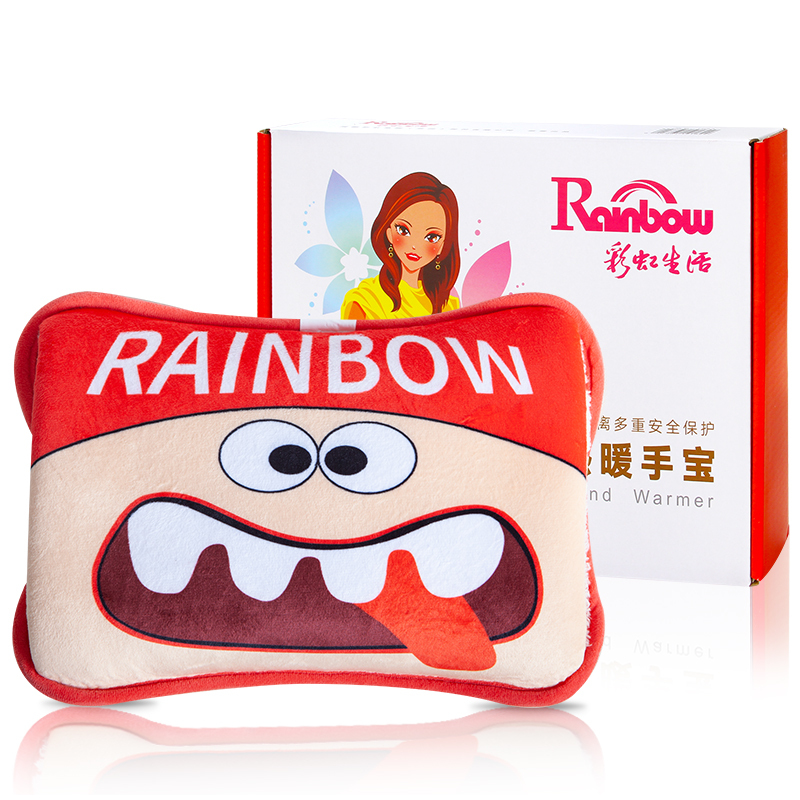 彩虹(RAINBOW)电热暖手宝搞怪印花插电式暖水袋毛绒暖宝宝暖脚宝充电式热水袋安全防爆暖脚炉电暖器TB24-18GL