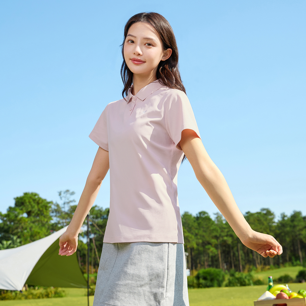 361°运动t恤女夏季时尚休闲polo衫女子健身翻领透气短袖潮662124110V高清大图