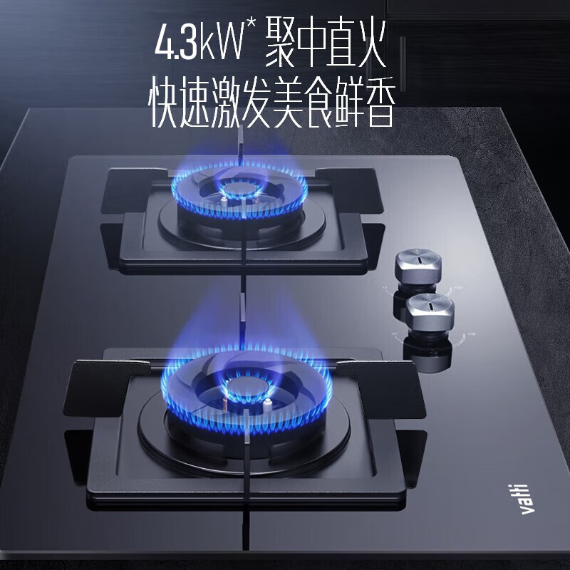 华帝(vatti)4.3KW大火力 天然气燃气灶i10055B(液化气联系客服) 一级能效钢化玻璃双眼灶 台嵌两用灶具
