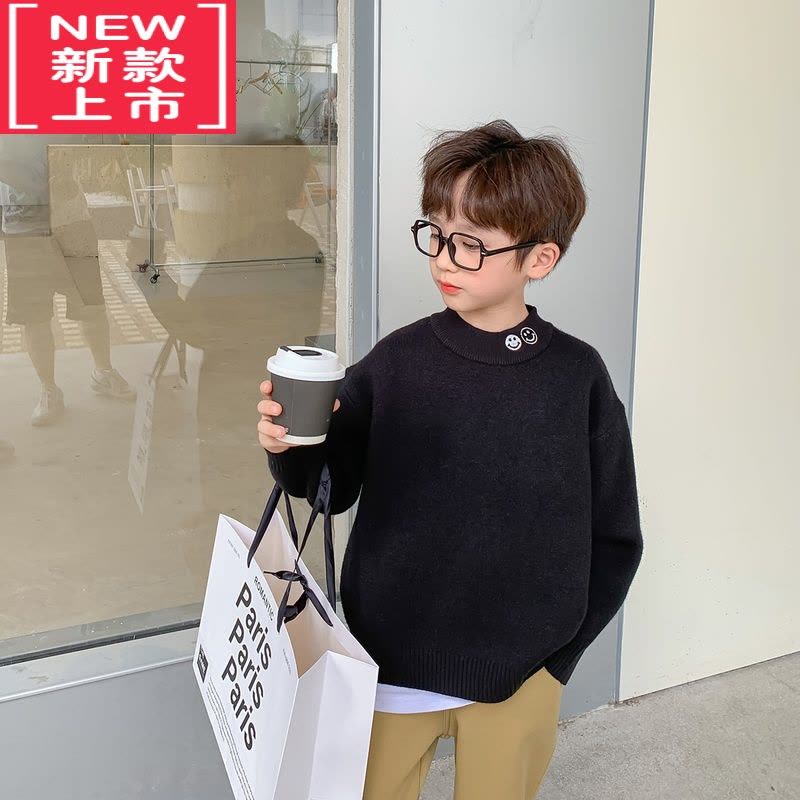 可莉允男童毛衣秋冬半高领针织儿童百搭打底保暖2022新款童装冬季潮图片