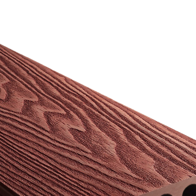 JUNXU 实木共挤木塑板 圆孔 加厚木纹红木色 宽140MM 厚25mm 长3000mm