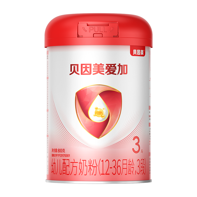 贝因美粉色爱加幼儿配方奶粉3段800g罐装