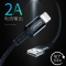 机乐堂 苹果数据线 编织尼龙耐用 支持iPhoneXS/max/6s/7p/8plus/xr/iPad 1米 黑色