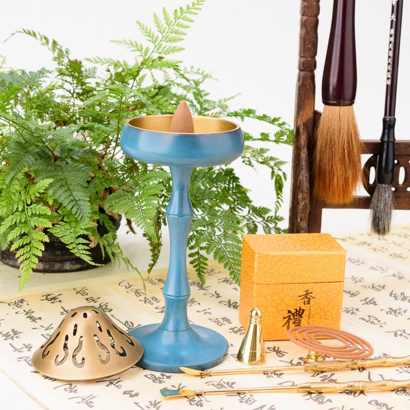 美帮汇博山炉铜 彩铜檀香炉家用沉香炉香薰炉茶道香道香具套装高清大图