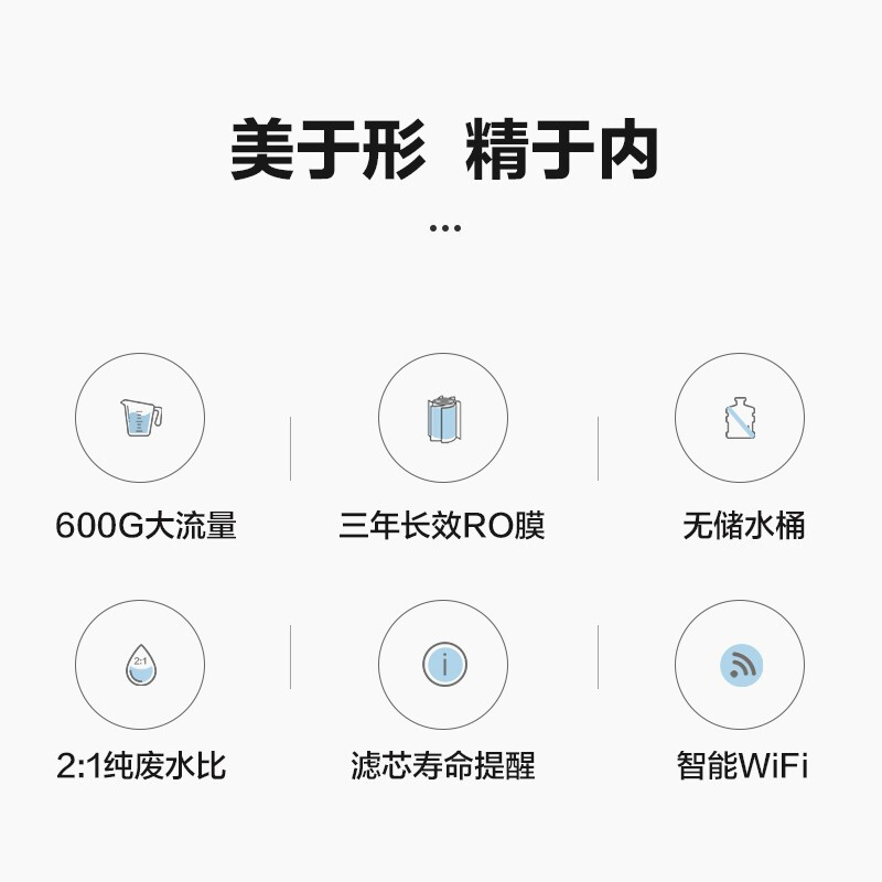 格力(GREE)净水器 WTE-PT95-2x601b家用无桶600G大流量反渗透RO膜过滤小体积智能wifi直饮纯水机