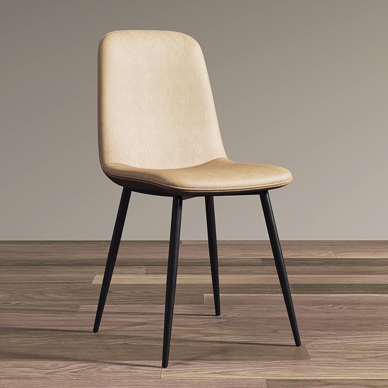 汐岩北欧轻奢餐椅现代简约靠背休闲餐厅咖啡厅电脑家用桌椅凳子 黑腿驼色