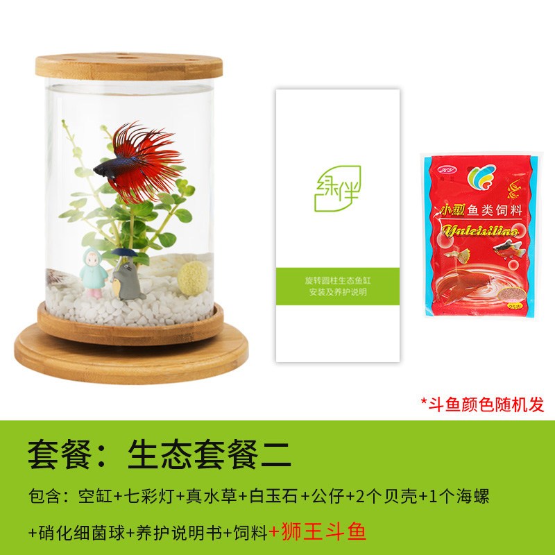 鱼缸创意桌面小型透明玻璃斗鱼缸迷你精致懒人造景家用生态瓶