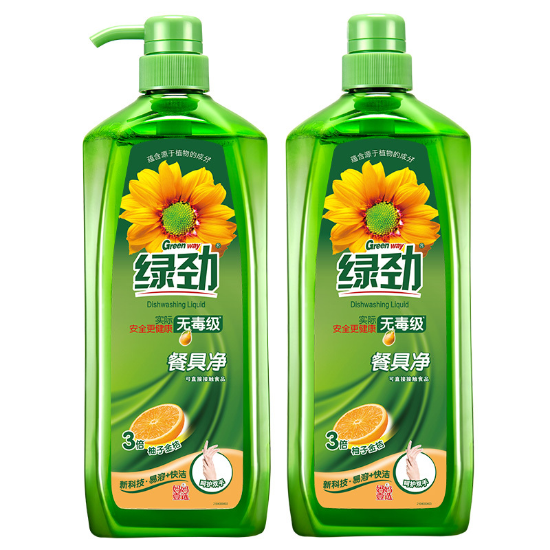 绿劲 柚子金桔餐具净洗洁精1.28kg*2 可洗涤食品用 无毒级 不伤手 威露士出品 洗碗剂/洗涤灵